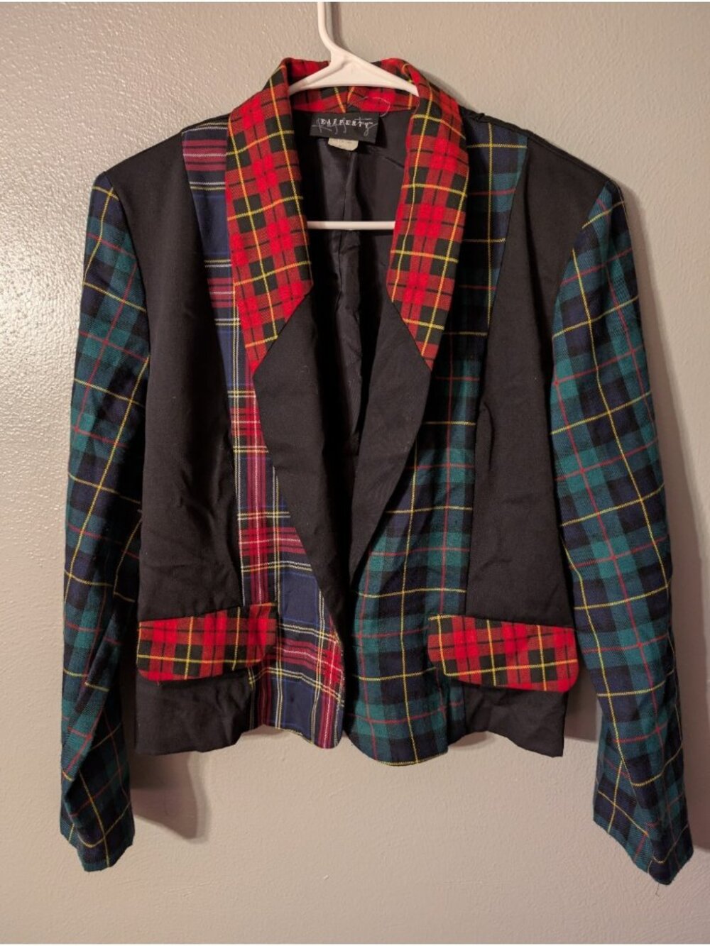 Vintage Rafferty Plaid Blazer Womens 11 Cropped Tartan Black Watch 80s USA Punk